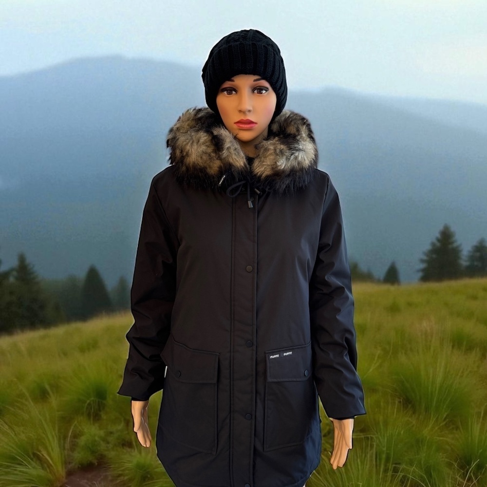 Faux Fur Mid-Length Hooded Parka With Large Pockets. NWT. - Picture 7 of 13